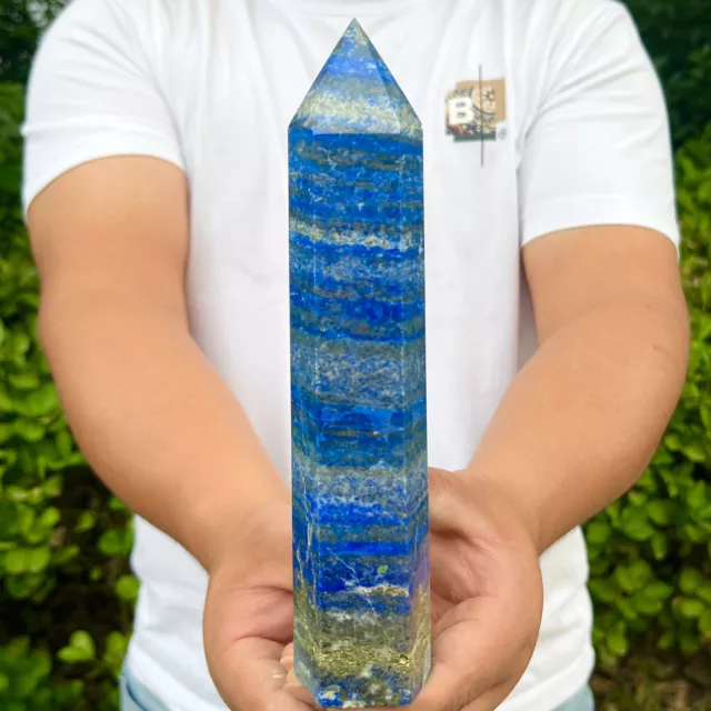 2.43LB Large Lapis lazuli quartz crystal obelisk point wand aura healing