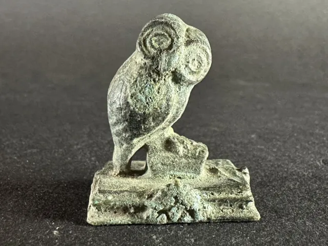 Ancient Greek Bronze Athenian Owl Statue Votive - Symbol Of Wisdom - Circa 500Bc