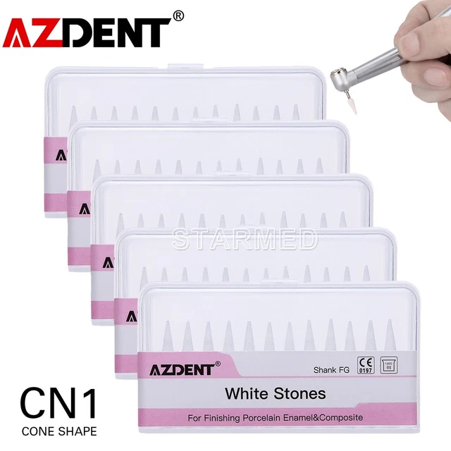 5 Pack Dental FG Polishing Burs White Stone Abrasion Points Bur CN1 Cone Mounted