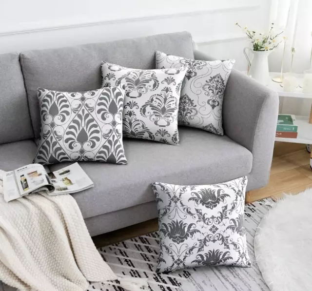 Cushion Sofa Pillow Cotton Cover Cushion Covers Grey set of 4 16 x 16, 18 x 18