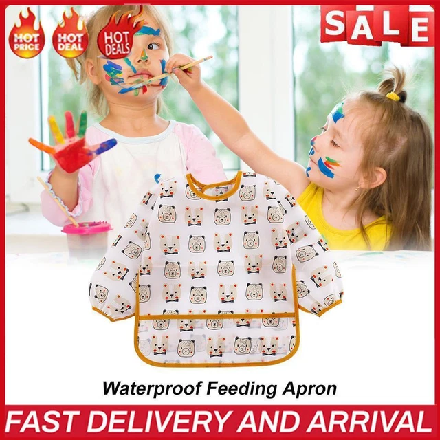 Bebé Alimento Babés Niños Mono Impermeable Manga Larga (4-6 Años Oso)