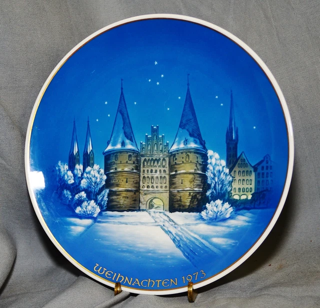 Piatto Natale Rosenthal,1973," Lubecca Holstentor ",Georg Küspert,Dipinti Mano