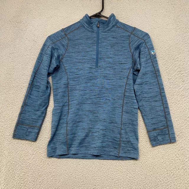 Kuhl Sweater Kids Boys Small 7-8 Blue Quarter Zip Hiking Shirt Long Sleeve Alloy