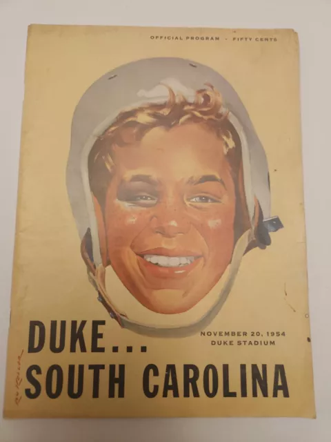 Vintage NCAA Duke vs University of South Carolina Football Program Nov 20th 1954