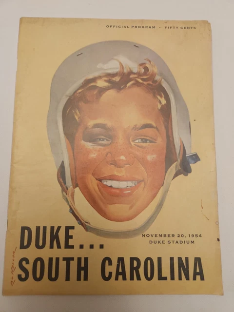 Vintage NCAA Duke vs University of South Carolina Football Program Nov 20th 1954