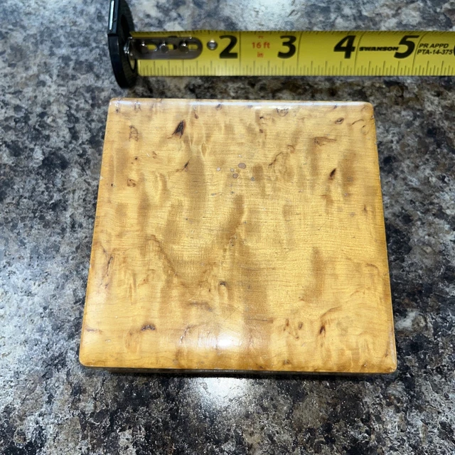 Bisagra de tapa de caja de madera de mediados de siglo Burl de 4
