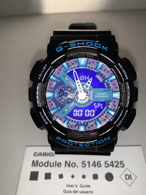Casio G-Shock Men's Analog-Digital Watch Black Band With Hyper Color GA-110HC-1A
