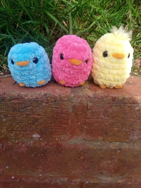 3 Handmade Crochet Chicks