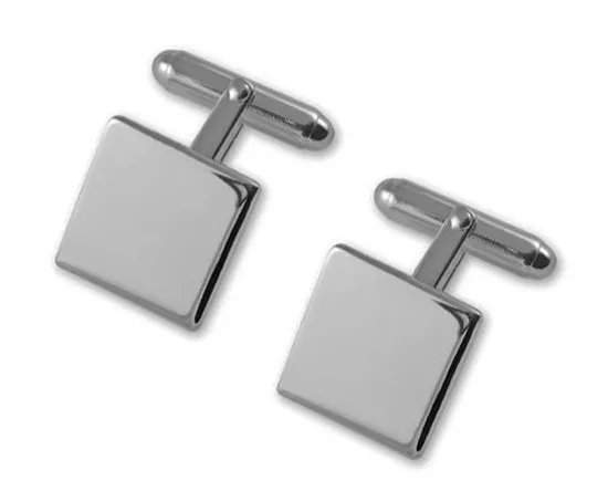 MENS STERLING SILVER PLAIN SQUARE CUFFLINKS England Quality £50OFF ENGRAVED