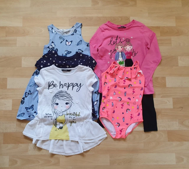 Girls Clothes Bundle,Dress,T-Shirts,Leggings,Swimsuit Age 6-7 Years