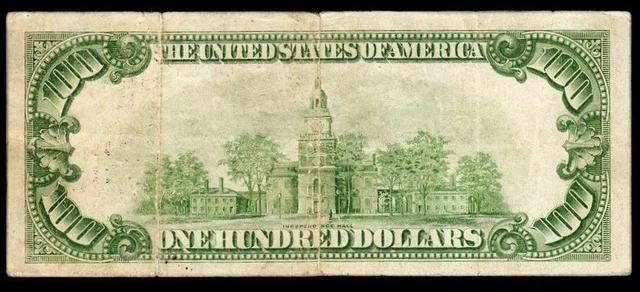 1934 New York $100 LGS (Lime Green Seal) Federal Reserve Note Low VF 2