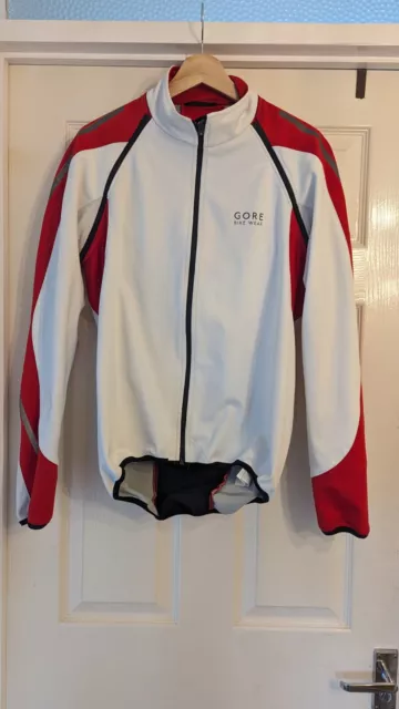 Men's GORE BIKE WEAR Red And White Windstopper Cycling Jacket Size M CG H31