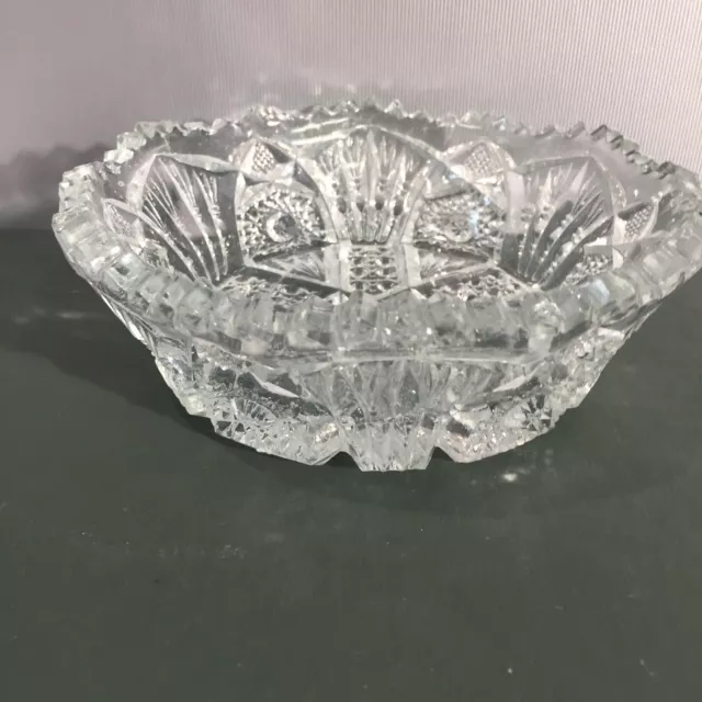 Antique? Imperial Glass NUCUT ABP Heavy Clear Glass Small BOWL w/ Sawtooth Rim