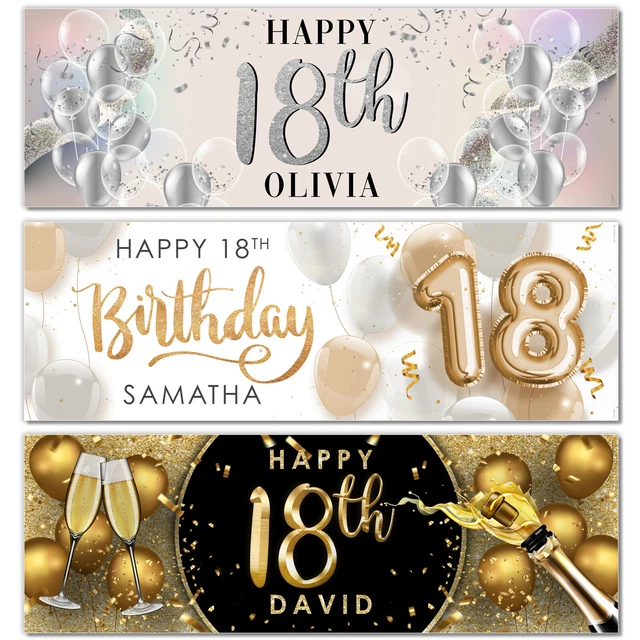 18TH BIRTHDAY DECORATIONS Backdrop Banner, Happy 18Th Birthday Party