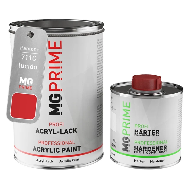 Pantone 711C Red lucido Vernice acrilica 1,5 litri in barattolo incl. indurente
