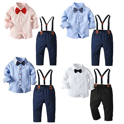 Kinder Gentleman Outfits Langarm Hemd + Hose Anzug Hochzeit Party Kleidung Set
