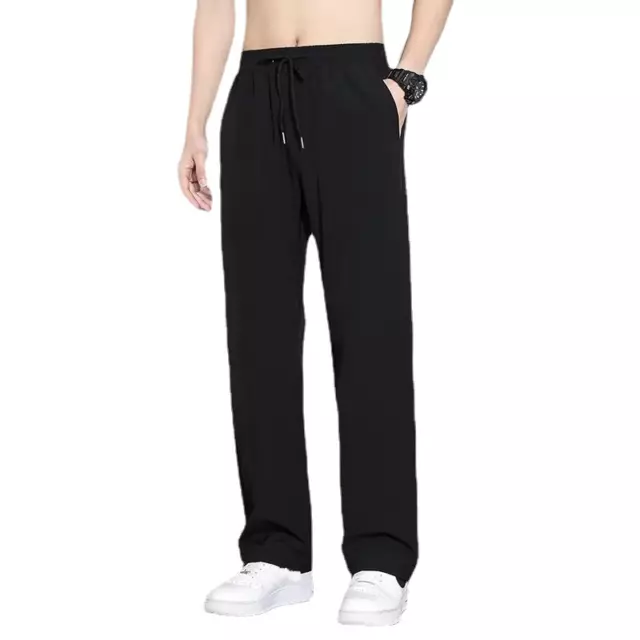 Men's Summer Casual Sweat Pants Straight Leg Thin Elastic Waist Tracksuit Pants