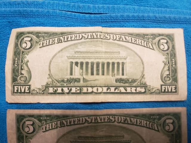 (3) 1934 a and d - Five Dollar Silver Certificate $5 Bill Blue Seal Note 3