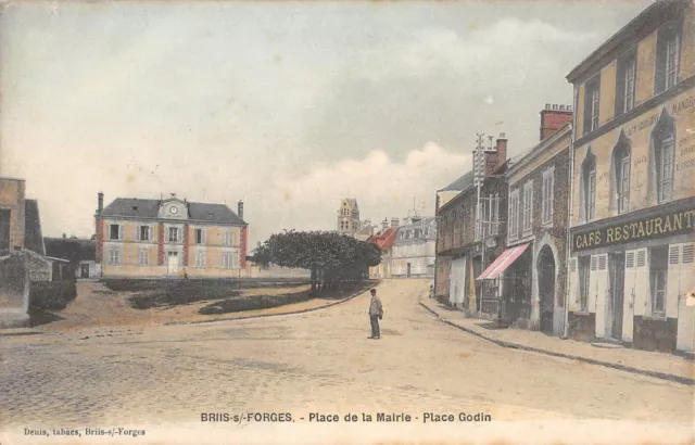 Cpa 91 Briis Sous Forges Place De La Mairie Place Godin