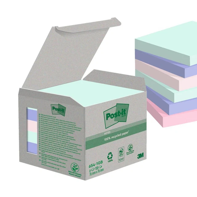 Blocco Post it®  Green - 654-1GB - 76 x 76 mm - natural - 100 fogli - Post it® -