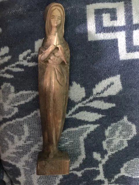 TRÈS BELLE STATUE Sainte Vierge Marie en Bois H 33 cm