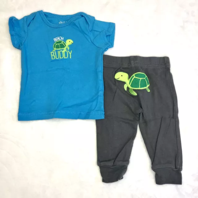 Carters 2 Piece Joggers Sweatpants Outfit Set Turtles Beach Boys Size 0-3 Months