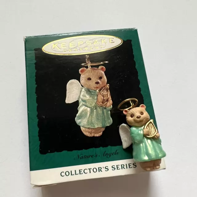 Natures Angels Bear Hallmark Miniature Christmas Ornament 6th in series