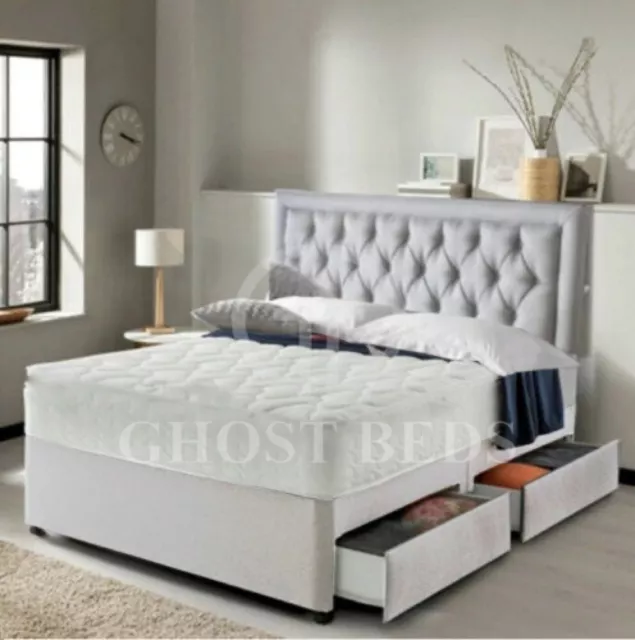 Stunning Raquel Ortho Divan Bed Set +Mattress Headboard