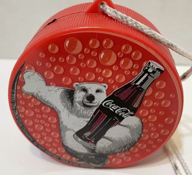 Vintage Coca Cola Polar Bear Collectible Plastic Container String Round 3.25 in