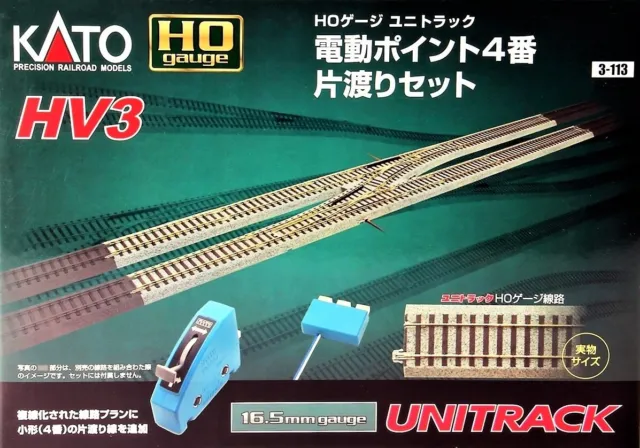 HO Scale Unitrack HV3 Crossover Set W/ Remote Control #4 Turnouts 3-113