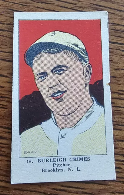 1923 W515-1 Hand Cut Card # 16 Burleigh Grimes Brooklyn Dodgers Robins