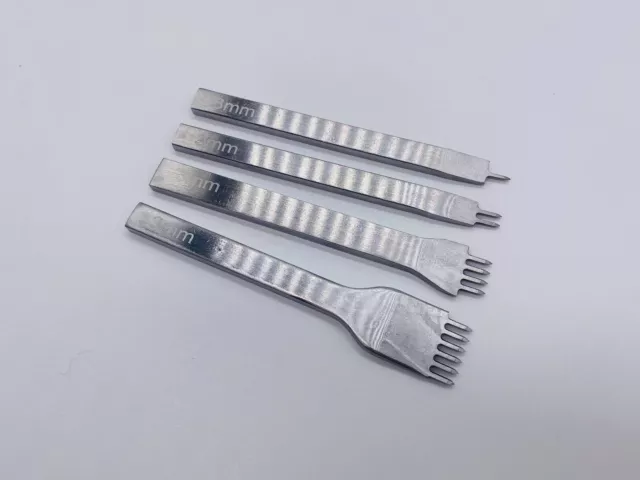 4pcs leather craft pricking irons prong punch chisel hole stitching tools 3mm