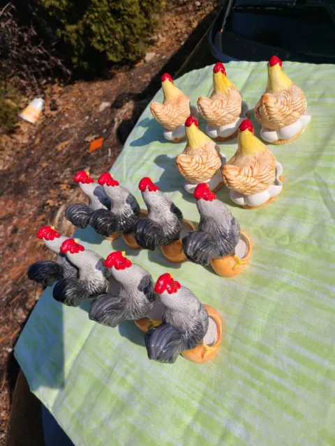 Chicken Roosters Napkin Rings- Set of 13 Ceramic Farmhouse 2 bucks a cluck!