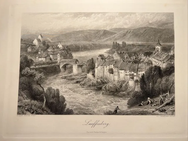 Château de Laufenberg 1876 Illustration antique Gravure sur acier Gravure...