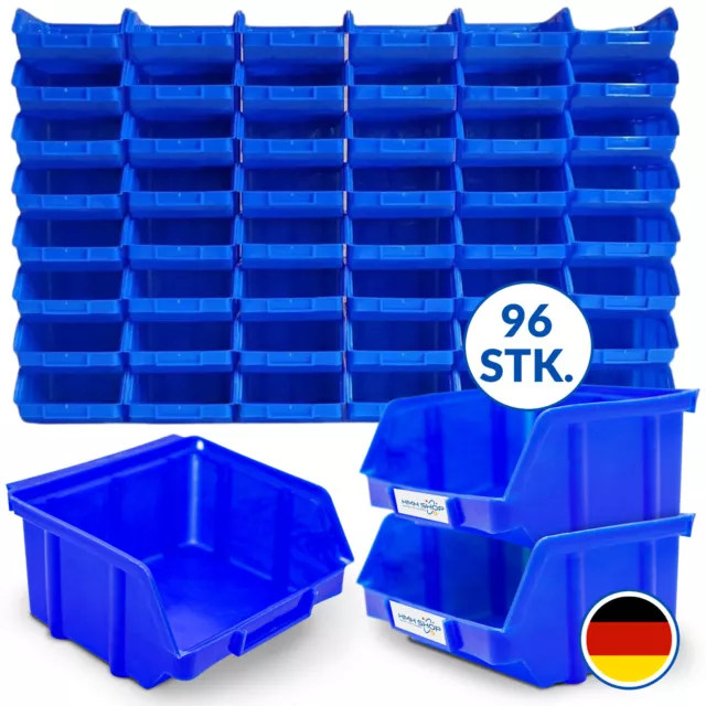 96 blaue Stapelboxen Gr. 1 Lager Sichtlagerkästen Blau Stapelkästen Sortierbox