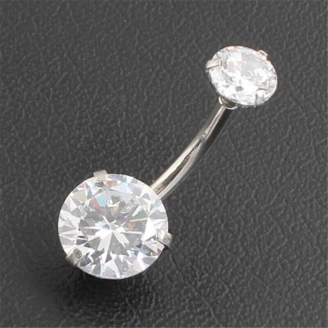 1.50Ct Round Pure Moissanite Women's Belly Button Ring 14K White Gold Plated