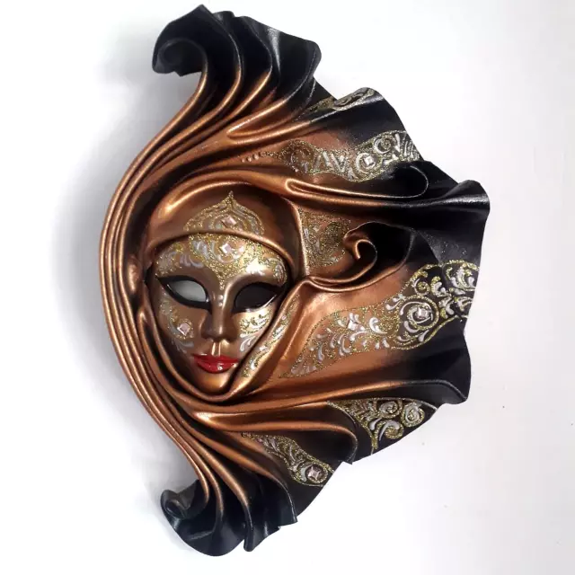 Antea - Maschera veneziana artigianale in ceramica e cuoio