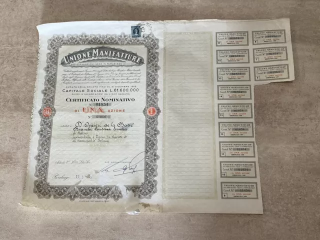 Certifié Capital Union Fabrique Actions Année 1947 V1