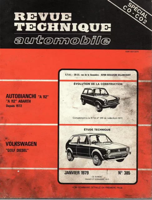 RTA revue technique automobile N° 385 VOLKSWAGEN GOLF 1 DIESEL