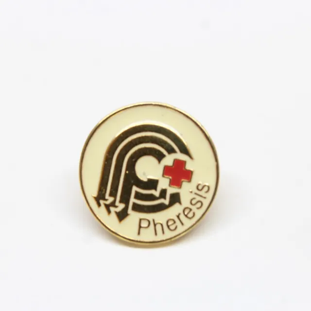 Pheresis Red Cross Pin Gold Tone Lapel Enamel Collectible