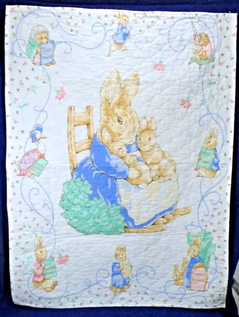 Vintage Peter Rabbit Mama Bunny Beatrix Potter Quilted Baby Blanket 31x42