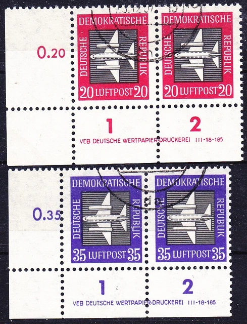 Briefmarken DDR Mi Nr. 610-11 Flugpost Druckvermerk DV DWD allseitig dgz gest