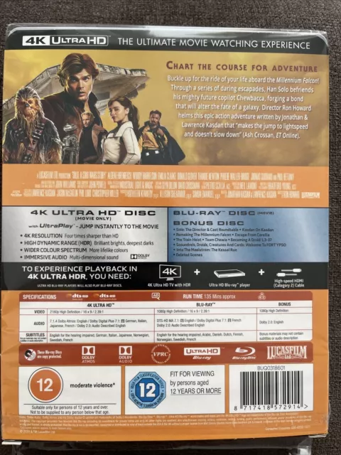 Solo : A Star Wars Story 4K +  Bonus Disc - 4K UHD Blu-ray Steelbook Wie Neu! 2