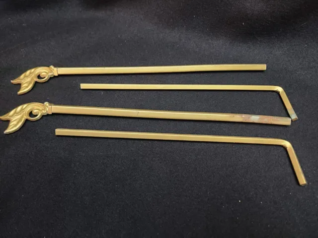 Antique Vintage Lot of 2 Swing Arm CURTAIN Rods - Shabby Gold Plastic Metal