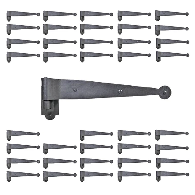 Black Wrought Iron Pintle Hinge Strap Shutter Hinge Offset Pack of 40