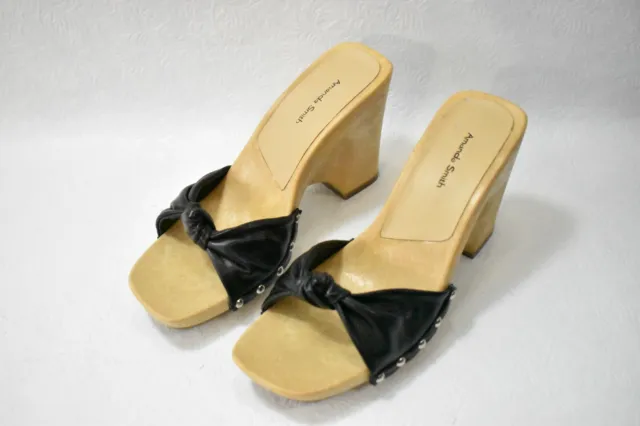Amanda Smith Shoes Wedge Sandals Black Size 7 Women's New