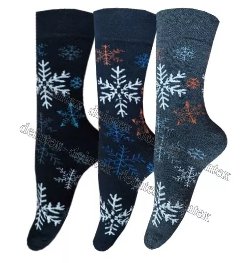 3-6-9-12 Paar Damen THERMO Socken warme dicke Schneeflocke Winter Frottee-Socken