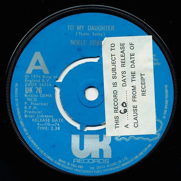 Noele Gordon / Werner Tautz Orchestra - To My Daughter / Dream Concerto (7")