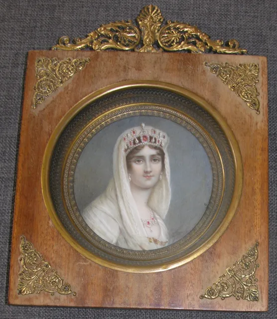 Miniature portrait. Joséphine de Beauharnais par Odier. Peinture XIX siècle.