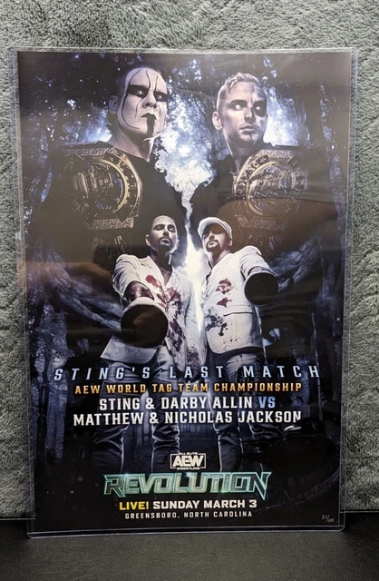 AEW REVOLUTION 2024 Sting Final Match Poster Print 21/100 Young Bucks